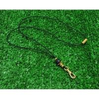 ราคา สร้อยเชือกร่ม หัวบัวดำแต่งเม็ดเลเซอร์ สปริงพุก หลังแคปซูล ยาว 24 นิ้ว (23265863782)