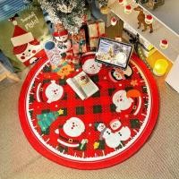 ราคา พรมกำมะหยี่ตกแต่งโต๊ะกาแฟห้องนั่งเล่นลายคริสต์มาสสีแดงกันลื่น พรมปูพื้นรอบลาย Checkroom TH (40670899109)