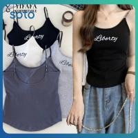 ราคา เสื้อสายเดี่ยวผู้หญิง มีแผ่นเสริมทรง พิมพ์ลายตัวอักษร เสื้อกั๊ก เสื้อครอปแขนกุดสีพื้น สไตล์ Y2K เสื้อผ้าผู้หญิงสำหรับสุภาพสตรี (51053808950)
