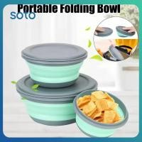 ราคา ชามพับ 3 ชิ้น ชุด กล่องอาหารกลางวันพับได้พกพาพร้อมฝาปิด ชามสลัดซิลิโคนพับได้ ภาชนะบรรจุอาหาร (26632861139)