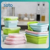 ราคา กล่องเก็บอาหารซิลิโคนแบบพับได้ วางซ้อนกันได้ ประหยัดพื้นที่ กล่องอาหารกลางวัน ใช้กับไมโครเวฟได้ อุปกรณ์ครัว (47652896615)