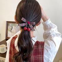 ราคา โบว์เชอร์รี่แบบเกาหลีลายสก็อตสำหรับผมผู้หญิง พร้อมคลิปและเชือก ผมดูหวานและเก๋ (53603399454)