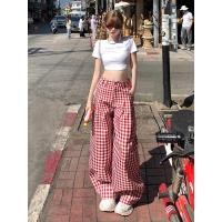 ราคา กางเกงลำลอง กางเกงขายาวลายสก็อต เอวสูง สไตล์อเมริกา ทรงหลวม 1501246 (40311120896)