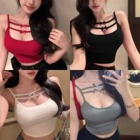 ราคา เสื้อกล้าม กล้ามครอป มีฟองน้ำ ผ้าฝ้ายเเท้ ลอยเอว เเต่งโบว์หน้าอก 1502227 (27467419270)