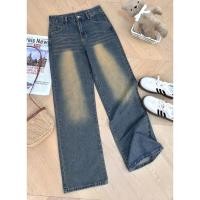 ราคา กางเกงยีนส์ กางเกงกระบอก สไตล์์วินเทจ ทรงหลวม ผ้าทั้งตัวดี 1501214 (41057155962)