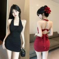 ราคา ชุดกระโปรงรัดรูป กระโปรงเปลือยหลัง ทรงรัดรูป เเบบสั้น ผูกโบว์ด้านหลัง 150397 (40915138849)