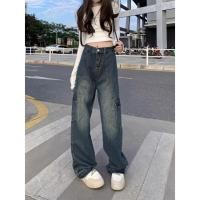 ราคา S 4XL กางเกงยีนเอวสูง กางเกงกระบอก ทรงวินเทจ กระเป๋าตรง 4ใบ 1501157 (26526072823)