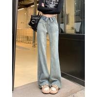 ราคา กางเกงยีนส์พับเอว กางเกงยีนขาม้าเอวสูง สไตล์วินเทจ เนื้อผ้าดี ออกเเบบพิเศษที่เอว 150196 (28903198179)