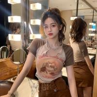 ราคา เสื้อครอป เสื้อยืดเเขนสั้น คอเว้า ลายเเมวน่ารัก ลอยเอวได้ 1502164 (27650002201)