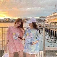 ราคา เสื้อยืดเเขนสั้น เสื้อยืดมัดย้อม เวอร์ชั่นเกาหลี ทรงหลวม ลายปลาวาฬ สาวอวบใส่ได้ 1502281 (26172962996)