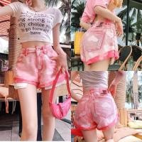 ราคา กางเกงยีนส์ กางเกงขาสั้นเอวสูง ทรงเอ ลายหัวใจ งานเย็บอย่างดี 150179 (25669845184)