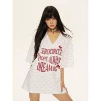 ราคา เสื้อยืดเเขนสั้น เสื้อยืดผู้หญิง คอวี ทรงหลวม ใส่ได้ทุกหุ่น 1502342 (43455815389)