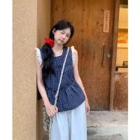 ราคา เสื้อเเขนกุด เสื้อกั๊ก ขอบลูกไม้ คอกลม ลายสก๊อต 1502357 (41106017797)