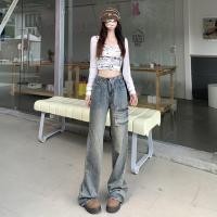 ราคา กางเกงเอวสูง กางเกงยีนส์ขากระบอก สไตล์วินเทจ ออกเเบบพิเศษ เเต่งกระดุม 1501134 (28418263374)