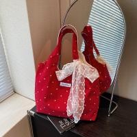 ราคา กระเป๋า Tote ผ้าใบสีแดงลายดอกไม้ สำหรับผู้หญิง ดีไซน์ใหม่ พกพาสะดวก ความจุมาก (52001512674)