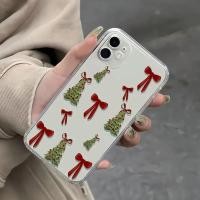 ราคา เคสโทรศัพท์โปร่งใสกันกระแทกสีแดงโบว์ต้นคริสต์มาสบางน้ําหนักเบาเข้ากันได้iPhone 17PRO 16PROMAX XR 15PLUS XSMAX 17PROMAX 17AIR 7 8PLUS 14 13 12 11 PRO (56053365085)