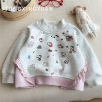 ราคา เสื้อลายการ์ตูนน่ารักสไตล์เกาหลีสำหรับเด็กหญิง อุ่นๆ กันหนาวด้วยซับในขนแกะและแขนยาว (52201911131)