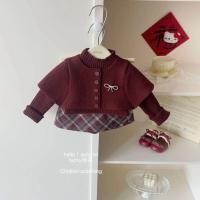 ราคา ชุดสองชิ้นสำหรับฤดูใบไม้ร่วงและฤดูหนาว เสื้อคลุมแฟชั่นสไตล์เกาหลี และกระโปรงลายสก๊อต (46153443273)