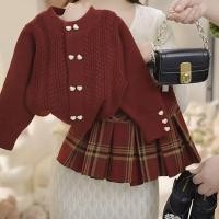 ราคา เสื้อกันหนาวถักสำหรับเด็ก สไตล์เกาหลี พร้อมปุ่มหัวใจ (56653040301)