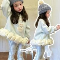 ราคา เสื้อยืดแขนยาวสไตล์เกาหลีสำหรับเด็ก ลายการ์ตูนน่ารักและลูกไม้ (40374131497)