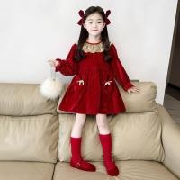 ราคา ชุดกํามะหยี่สีแดงสไตล์เกาหลีสำหรับเด็ก ดีไซน์เหมือนเจ้าหญิงหวานในเทศกาลปีใหม่ (29993886597)