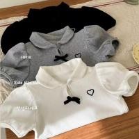 ราคา สาวฤดูร้อนเสื้อโปโลเด็กโบว์ตุ๊กตาปกเสื้อยืดเด็กหวานพัฟแขนด้านบน (29978779575)