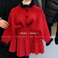 ราคา กระโปรงจีบสีแดง สไตล์แฟชั่นลายจุดสำหรับเด็กสาว (48353455847)