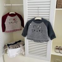 ราคา เสื้อกันหนาวสำหรับเด็กผู้หญิง ดีไซน์น่ารักแบบเกาหลี มีโบว์และลายแมว (46900660393)