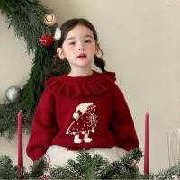 ราคา เสื้อกันหนาวสีแดงสำหรับเด็กผู้หญิง ออกแบบน่ารักสไตล์การ์ตูนเกาหลี มีลูกไม้ (46502879528)