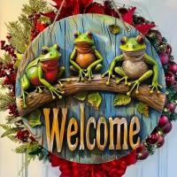 ราคา สวัสดียัง กบป้ายต้อนรับตกแต่งสําหรับพวงหรีดปีใหม่ฤดูหนาวผนังตกแต่งประตูเครื่องประดับบ้าน (48454093841)