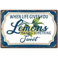 ราคา ป้ายดีบุก 2D เมื่อชีวิตให้ลิมอน อาร์ตกำแพงวินเทจ โดย HELLO YOUNG สำหรับการประดับตกแต่งบ้านและร้านอาหาร (48201249518)