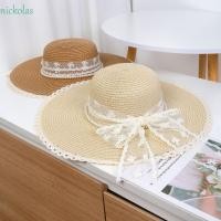 ราคา NICKOLAS หมวกฟางปีกกว้าง สไตล์เกาหลีหมวกสานหรูหรา สไตล์น้ําหนักเบาขนาดใหญ่ Brim Chain ลูกไม้ผูกหมวกกันแดด Party (51004019919)
