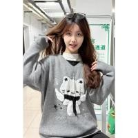 ราคา เสื้อกันหนาวลายลูกแมว สไตล์ V neck กับรายละเอียดแขนเสื้อ season ฤดูหนาว สำหรับผู้หญิง (50604042079)