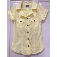 ราคา เสื้อคอปกแขนสั้น สีเหลืองพาสเทลน่ารัก (40306773925)