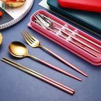ราคา ชุดอาหารสแตนเลส ตะเกียบช้อนส้อม3ชิ้นสําหรับเดินทางตั้งแคมป์ปิกนิก (51003216936)