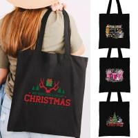 ราคา กระเป๋าผ้าแคนวาสของขวัญคริสต์มาสซานตา กระเป๋าช้อปปิ้งรักษ์โลกสำหรับผู้หญิง กระเป๋าสะพายไหล่พิมพ์ลาย (54301686860)