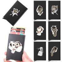 ราคา กระเป๋าใส่บัตร กระเป๋าสตางค์บัตรอลูมิเนียมป๊อปอัพ ที่ใส่บัตร Rfid เครื่องอ่านบล็อก NFC กระเป๋าสตางค์ลายแมว (43875746269)