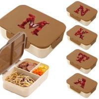 ราคา กล่องใส่อาหาร อเนกประสงค์ พกพา กล่องข้าว 3 ช่อง รูปแบบตัวอักษรกุหลาบ (42719892966)