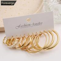 ราคา FVG ชุดต่างหูผู้หญิงอินเทรนด์ Vintage Bohemian Geometric C รูป Big Circle Hoop Stud Pearl Zircon Daily Party แฟชั่นเครื่องประดับ (57404117120)