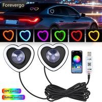 ราคา FVG 1 2 ชิ้นรถหน้าต่าง LED รูปหัวใจ Ambient Light แสงนีออน USB Powered รถหน้าต่างนีออนโคมไฟตกแต่ง (57651223868)