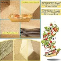 ราคา beauty 50PCS ห้องครัวทิ้ง Sna ชาม Pastry แผ่นกระดาษคราฟท์ขนมเค้กถาดอาหาร Oilproof ชามกระดาษแข็ง Party Tableware TH (47604897268)