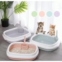 ราคา สะดวก กระบะทราย กระบะทรายแมว รุ่นขอบสูงมีตะแกรงดักทราย พร้อมที่ตักทราย Cat Litter Box Large Free Scoop Pet Tray (25565454325)