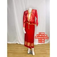 ราคา T088 ชุดไทยประยงค์ผู้หญิงสีแดง เกาะอกสีครีม ผ้าถุงสำเร็จเอว28 ขยับตะข้อได้พร้อมเสื้อคลุมแขนยาวสีแดงผ้าแก้ว พร้อมส่ง (22464688127)