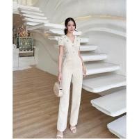 ราคา จั้มสูทขายาวสีขาวแขนพองแต่งดอกไม้เพชร (50554753331)