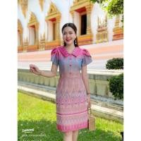 ราคา เดรสผ้าไทยคอปกแขนกลีบบัว (28393915162)