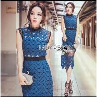 ราคา เดรสยาวลูกไม้น้ำเงิน (41305524230)