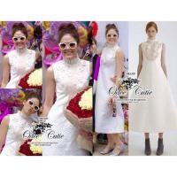 ราคา เดรสปักลูกไม้สีขาวแขนกุด (41276393018)