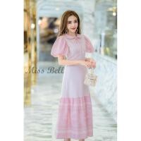 ราคา เดรสผ้าไทยยาวสีชมพูแขนพอง (44152748481)