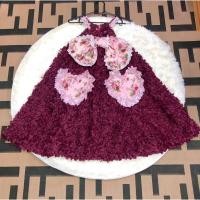 ราคา เดรส3D สีม่วง งานวินเทจปักคอสติสโบว์และหัวใจ (43775060807)