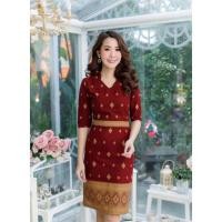 ราคา ผ้าไหมมัดหมี่ปักดอกทองนูน (43019372179)